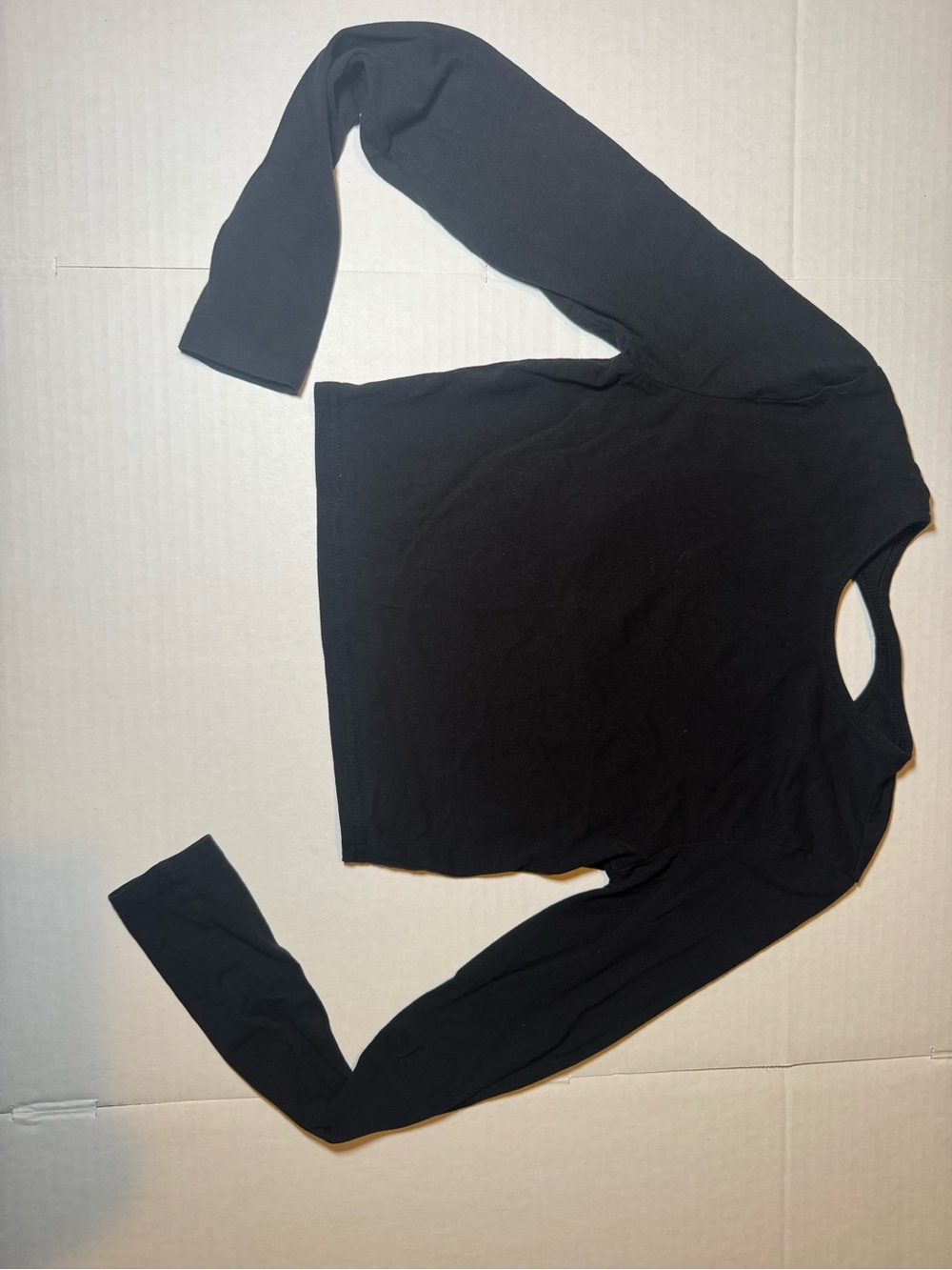 H&M Black Open Back Cropped Long Sleeve Top S